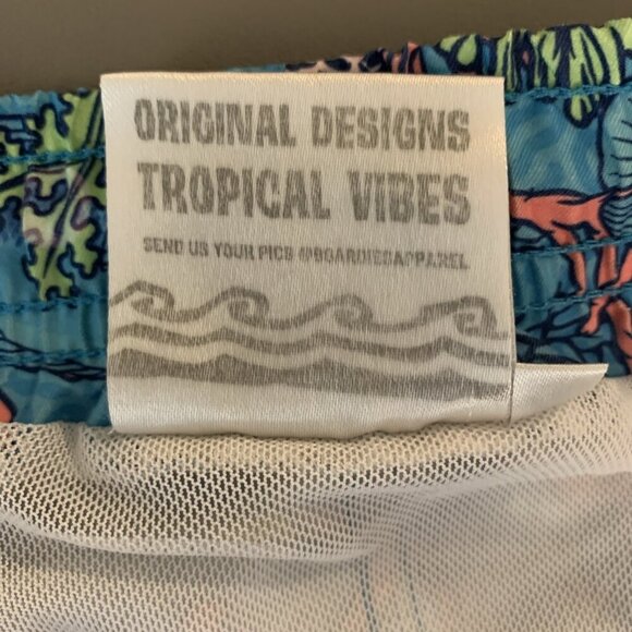 Boardies Boys 9 10 Swim Trunks Blue Fish Underwater Board Shorts Lined Colorful - Picture 9 of 16